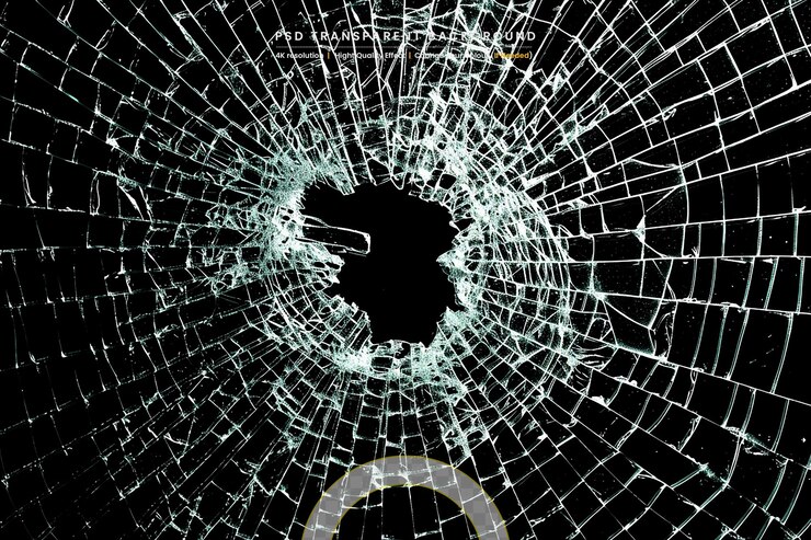 PSD broken glass on transparent background