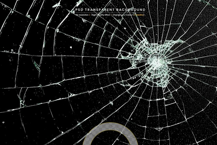 PSD broken glass on transparent background