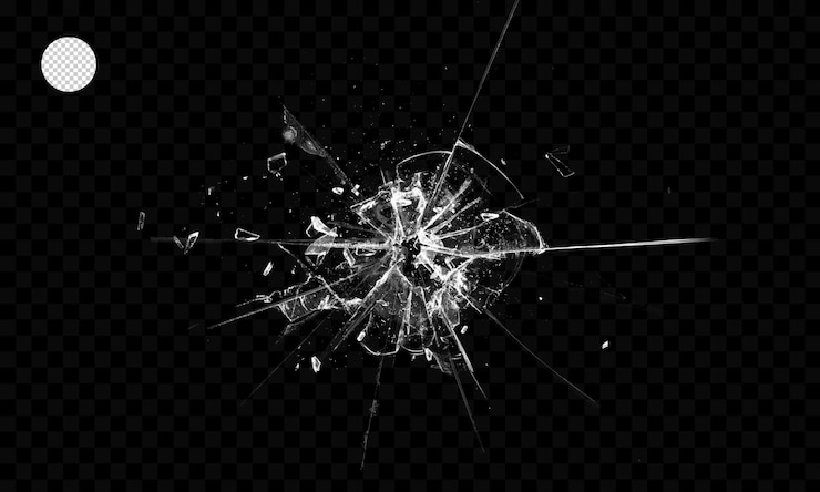 PSD broken glass transparent