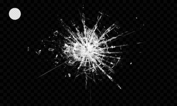 PSD broken glass transparent