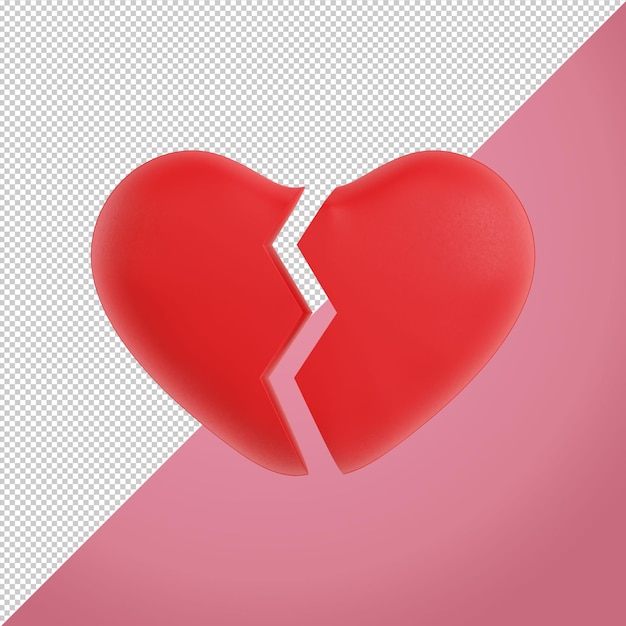 PSD broken heart emoji 3d render illustration