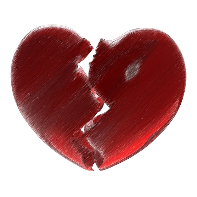 PSD broken heart isolated transparent background drawing