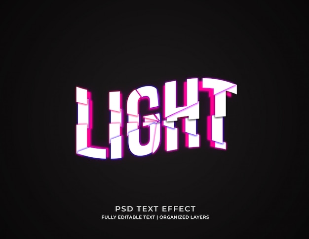 Broken light 3d style editable text effect template