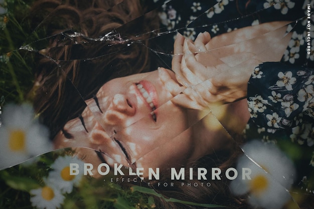 Broken mirror photo effect template