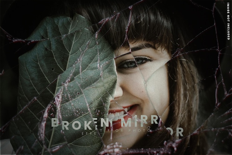 PSD broken mirror photo effect template