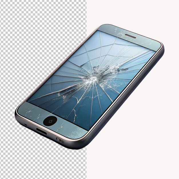 PSD broken mobile screen on transparent background