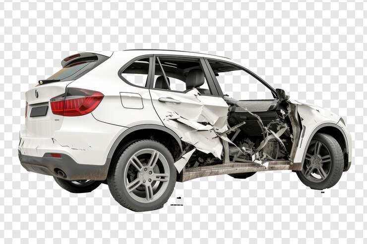 PSD broken modern car suv high quality on transparency background psd