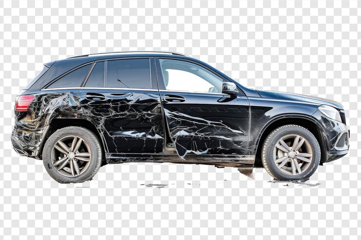 PSD broken modern car suv high quality on transparency background psd