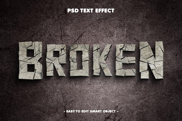 PSD broken wall texture editable text effect