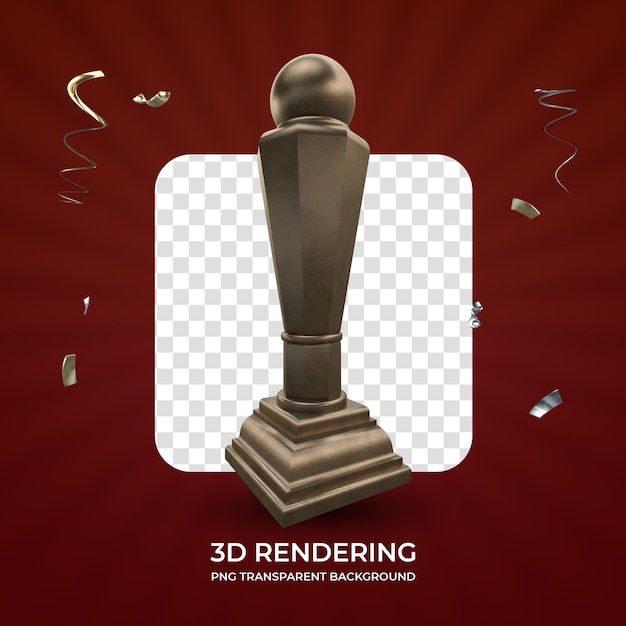 PSD trofeo di assegnazione del bronzo 3d rendering isolato sfondo trasparente