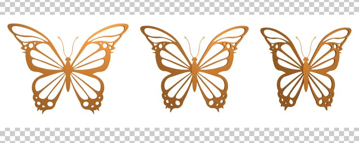 PSD bronze butterfly fly wing motion 3d illustration