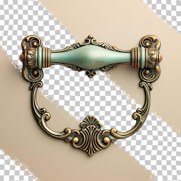 PSD bronze door handle on transparent background