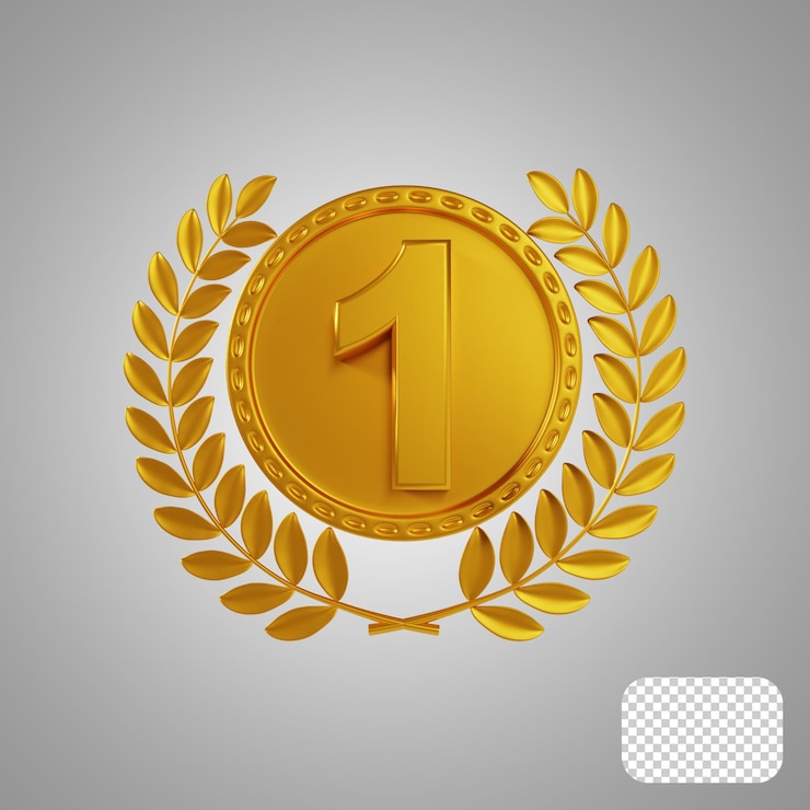 PSD bronze gold medal number one 3d rendering