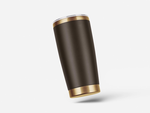 PSD bronze metalen tumbler mockup geïsoleerd op witte achtergrond