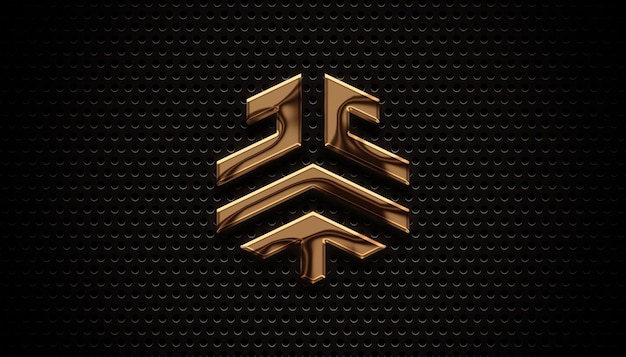 Mockup del logo 3d con piastra in bronzo