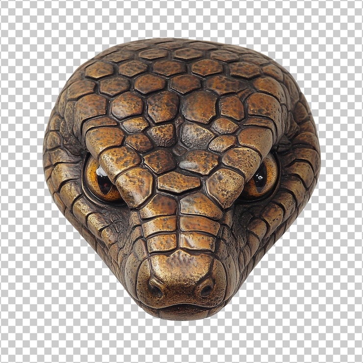 PSD bronze snake head home decor sculpture isolated transparent