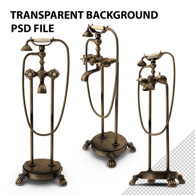 PSD bronze standing faucet png