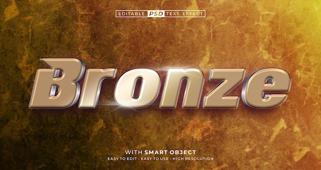 Bronze text effect editable 3d text style