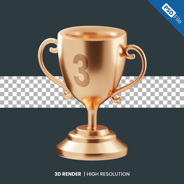 PSD bronzen trofee isometrische 3d illustratie