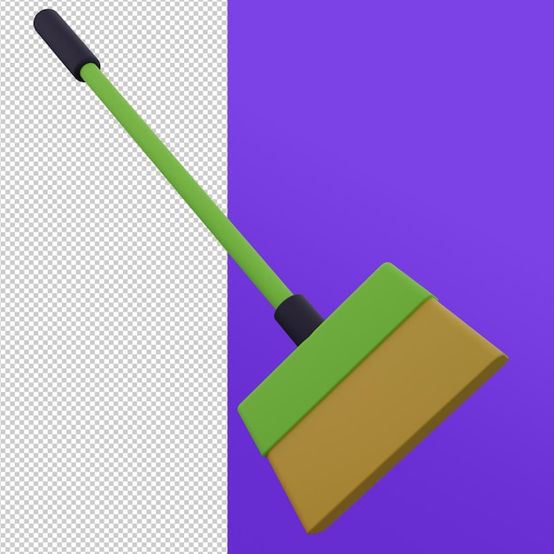 PSD broom cleaning tool 3d rendering illustration
