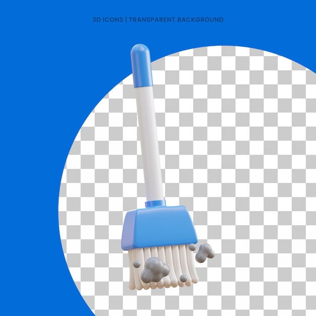 扫帚棒清洁用品 3D 图标 PSD