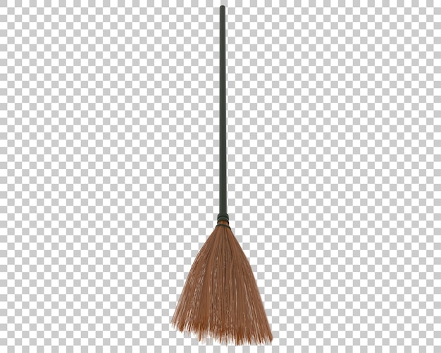 Broom on transparent background 3d rendering illustration