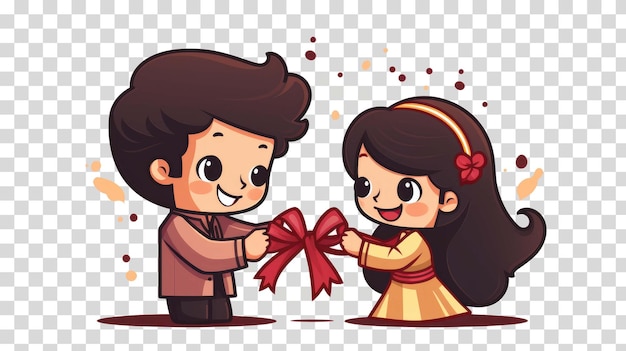 PSD brother and girl rakhi isolated on transparent background vector illustration