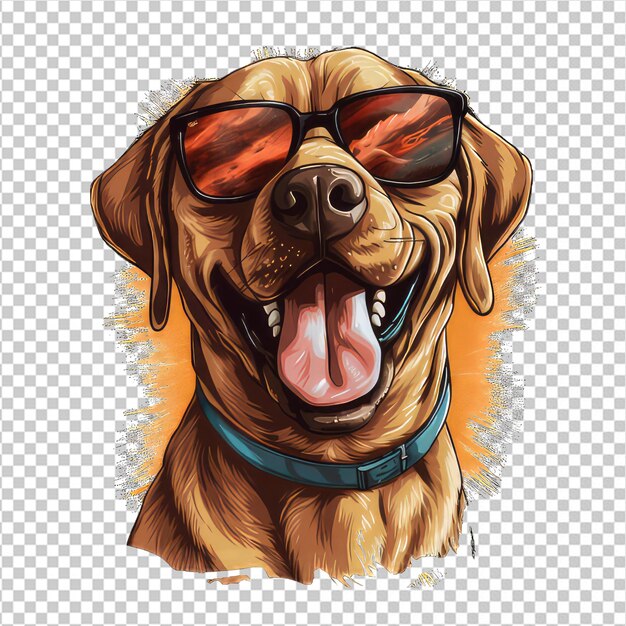 PSD bround dog wearing glasses illustrations