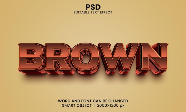 PSD brown 3d editable text effect premium psd with background