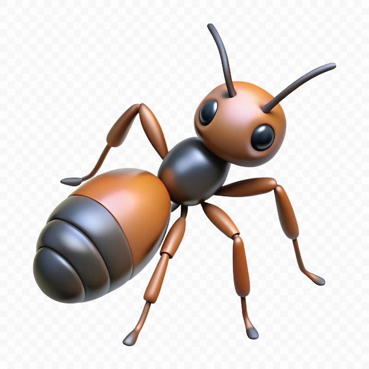 PSD a brown ant with black markings on its face