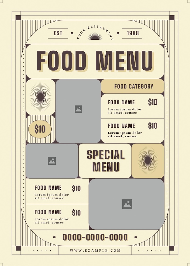 PSD brown art deco food menu