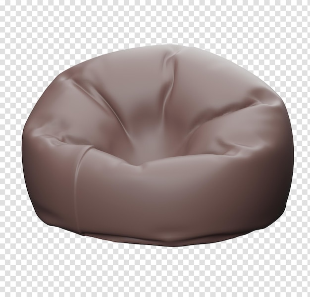 Brown beanbag chair on a transparent background