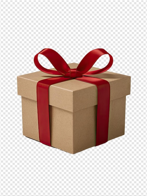 PSD a brown box with a red ribbon on it