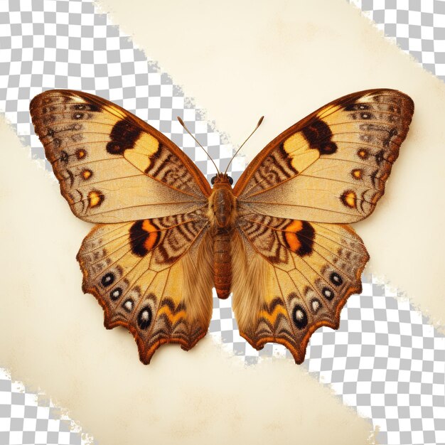 PSD brown butterfly in solitude against transparent background