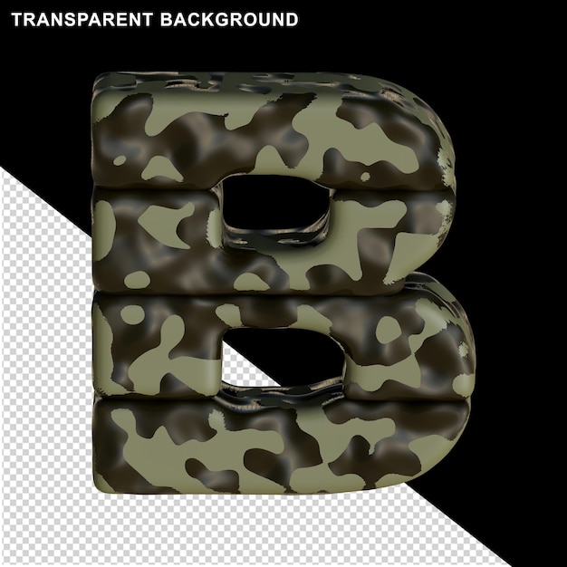 Brown camouflage. 3d capital letter b