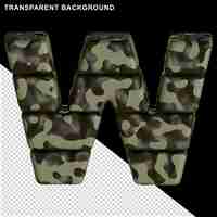 PSD brown camouflage. 3d capital letter w