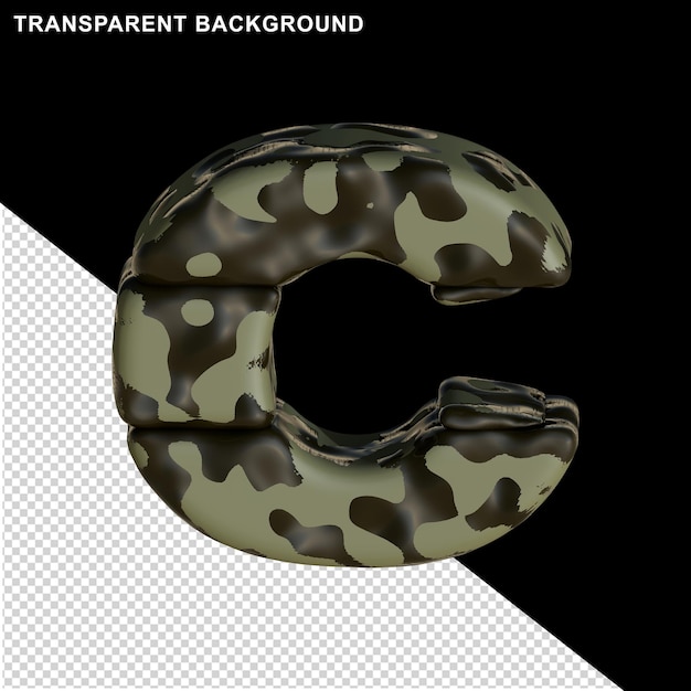 brown camouflage. 3d letter c