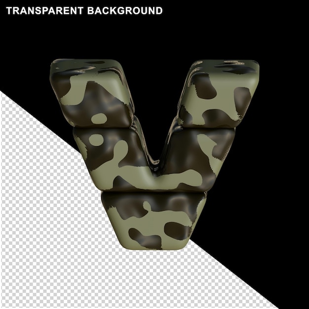 Brown camouflage. 3d letter v