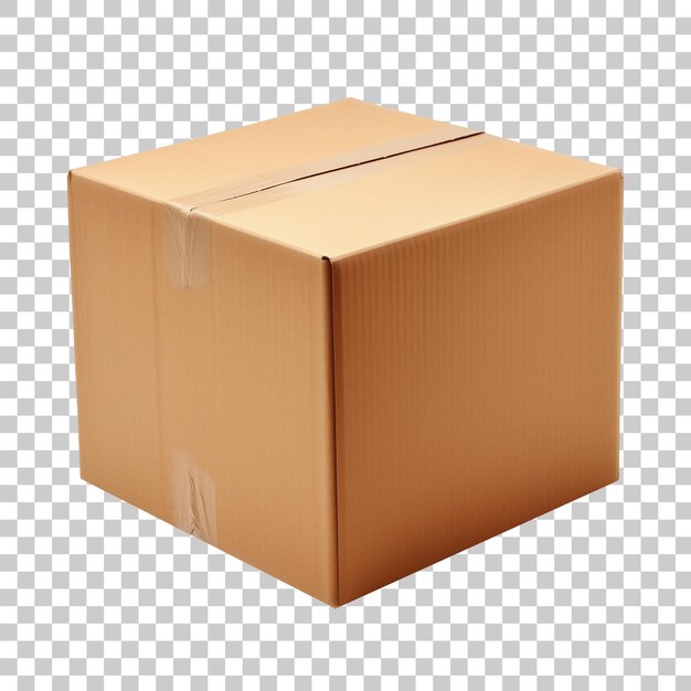 Brown cardboard box isolated on transparent background