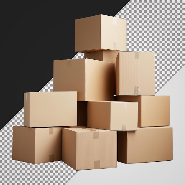 brown cardboard boxes stacked on each other on white