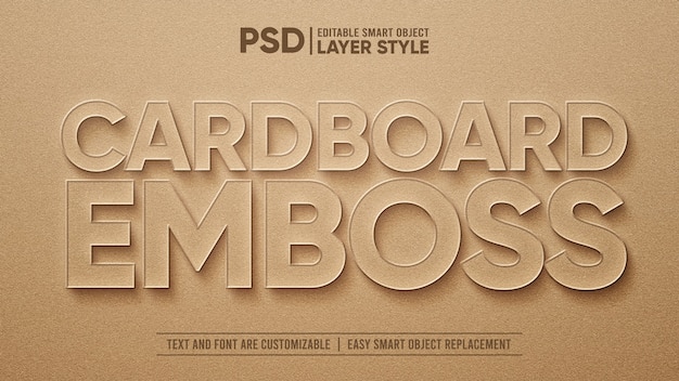 PSD brown cardboard paper 3d emboss realistic text effect template
