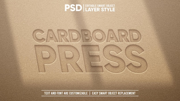 PSD carta cartone marrone stampa 3d prospettiva realistica stile livello modificabile effetto testo oggetto intelligente