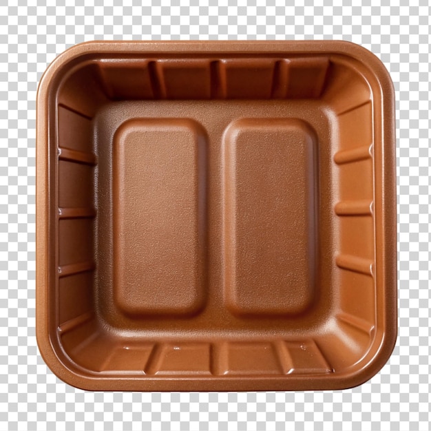 Brown ceramic tray isolated on transparent background