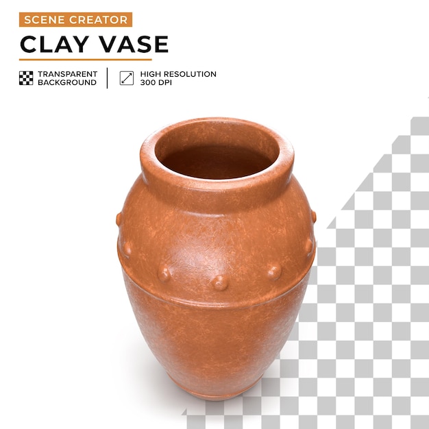 Brown clay vase decorated to create a scene