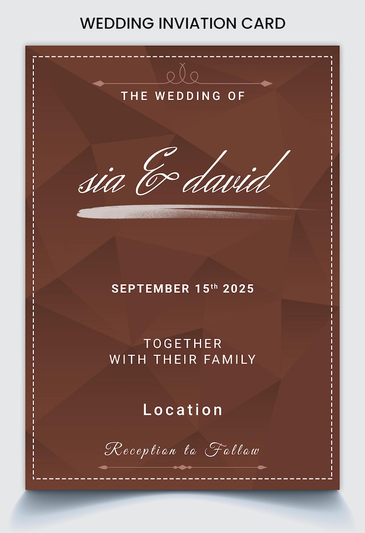 PSD brown colour with texture wedding invitaion card