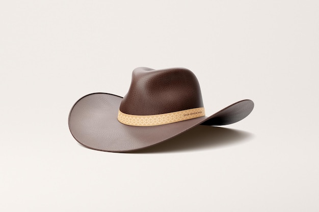 PSD a brown cowboy hat with the word cowboy on it.