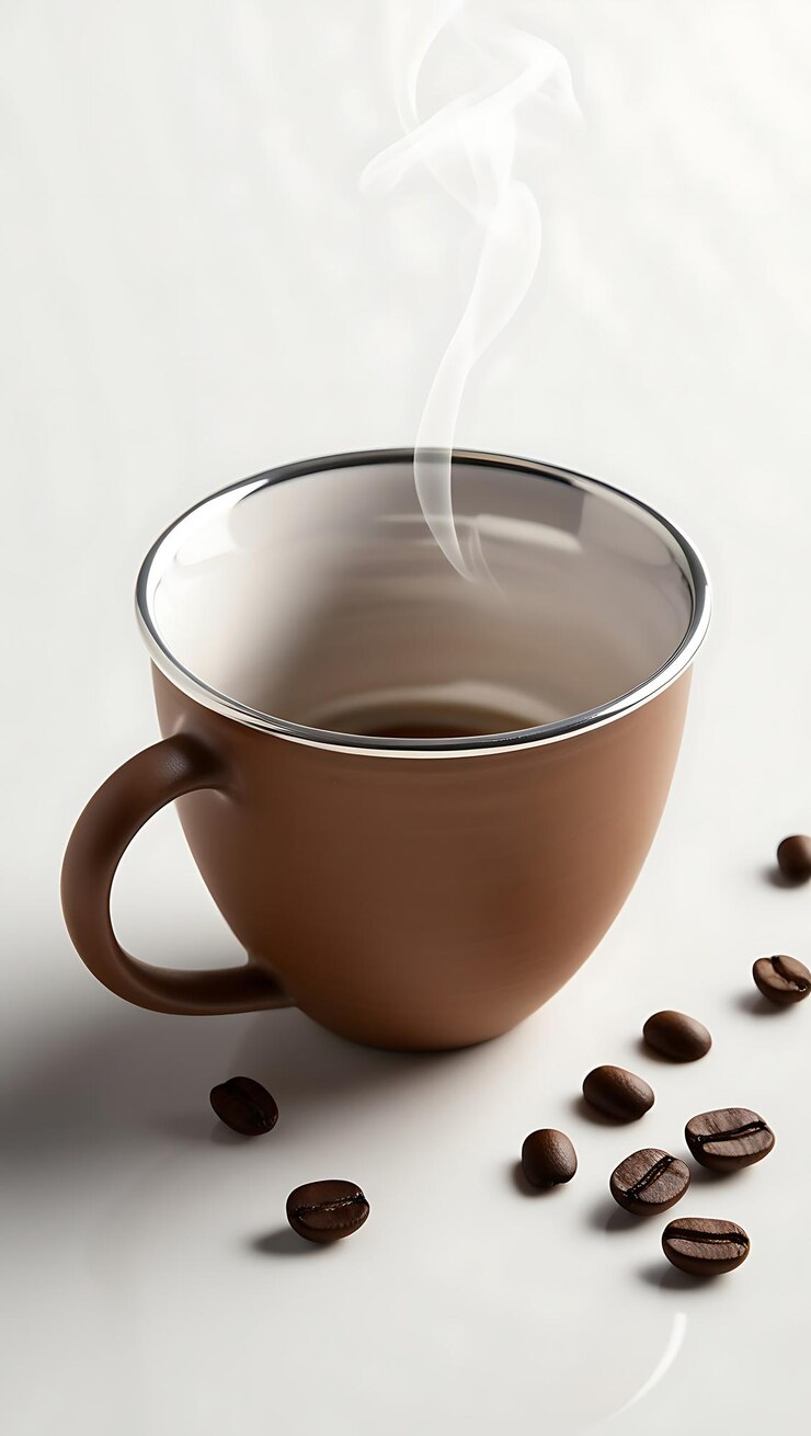 PSD a brown cup with pouring water into it