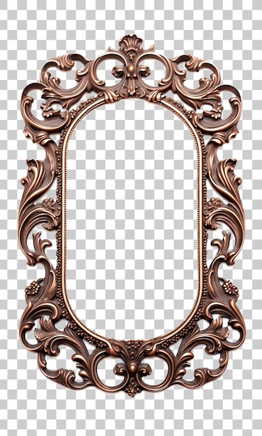 Brown empty decorative vintage frame isolated on transparent background PNG