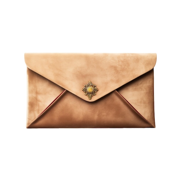 PSD a brown envelope with a green flower on the top