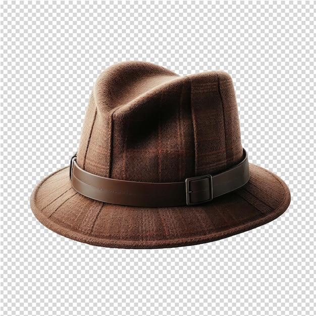 PSD a brown fedora hat with a brown band
